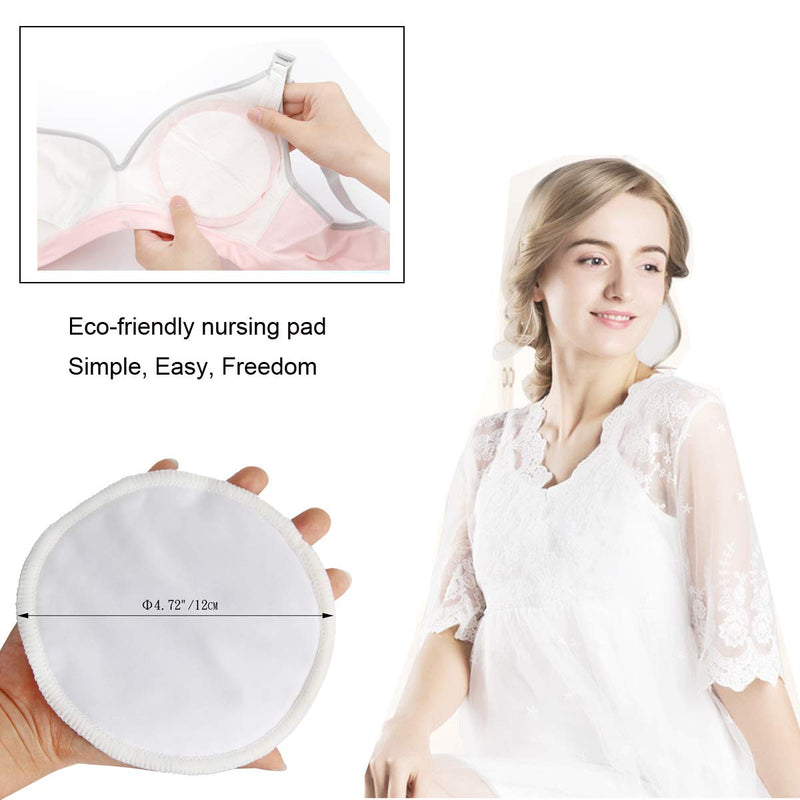 [Australia] - PINOWU Reusable Nursing Pads (10 Pack) for Breastfeeding Moms - 4.7 inch Washable Breastfeeding Nipple Pad for Maternity with Laundry Bag White 