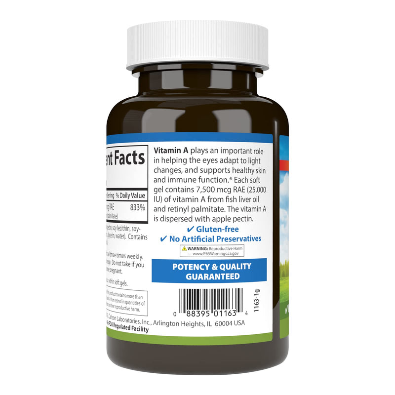 [Australia] - Carlson - Vitamin A, 25000 IU (7500 mcg RAE) with Pectin, Vision Health, Helps Night Vision, Skin Health, 300 Softgels 300 Count (Pack of 1) 
