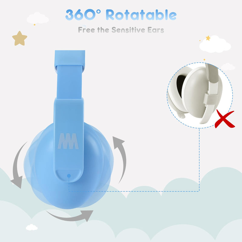 [Australia] - Mumba Noise Reduction Safety Ear Muffs, Baby Toddler Kid Sensory Ear Hearing Protection Earmuff, NRR 25dB Noise Cancelling Sound Proof Headphones for Flying Travel, Concerts, Fireworks, Shooting, Blue 