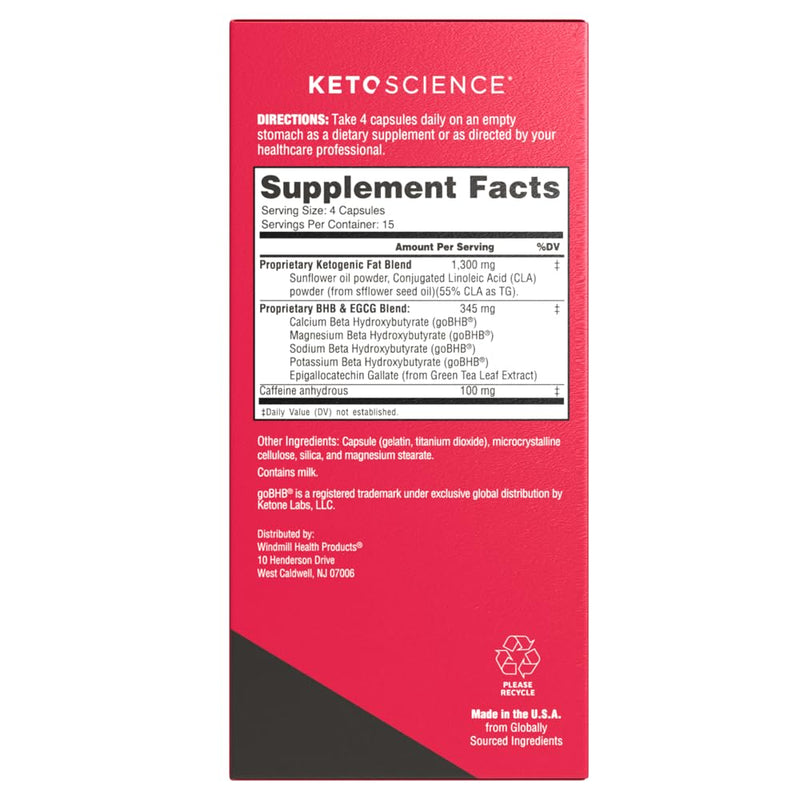 [Australia] - Keto Science Keto Burn Capsules, Exogenous Ketone, Dual-Action with BHB & EGCG, Ketones for Hydration, Keto BHB, Weight Support, Energy, Focus & Ketosis, 60 Capsules, 15 Servings 