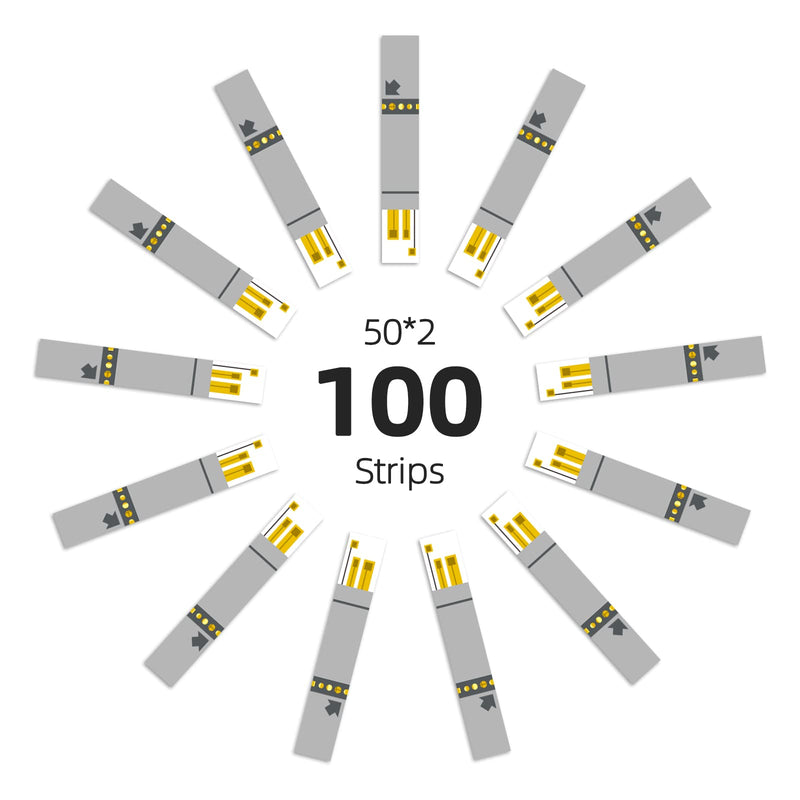 Metene AGM-513S Test Strips for Diabetes, 100 Count Blood Glucose Test Strips, Use with Metene AGM-513S Blood Glucose Monitoring System Only (No Monitor) 100 Count (Pack of 1)