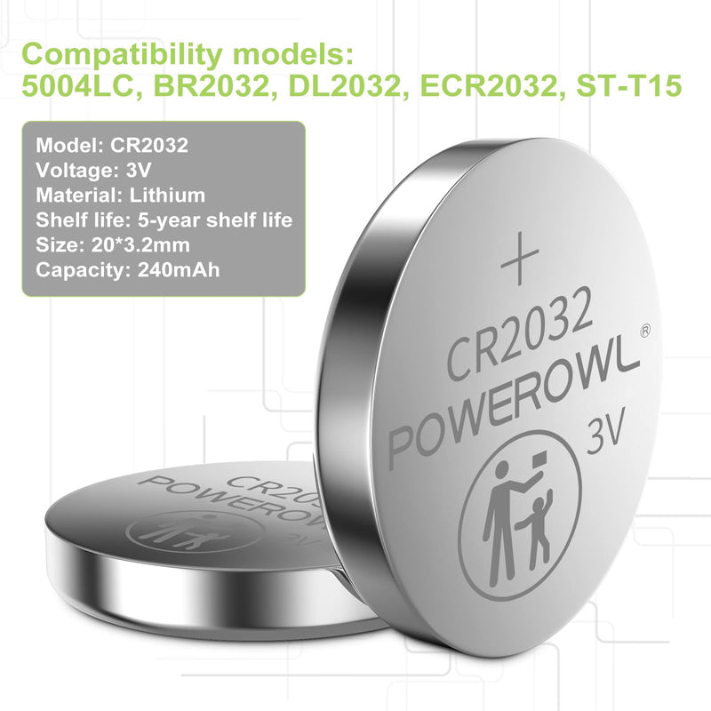 [Australia] - POWEROWL High Capacity CR2032 Battery (20-Pack) 3v Lithium Batteries, 10 Years Leak-Free, Long Lasting Cr 2032 20 