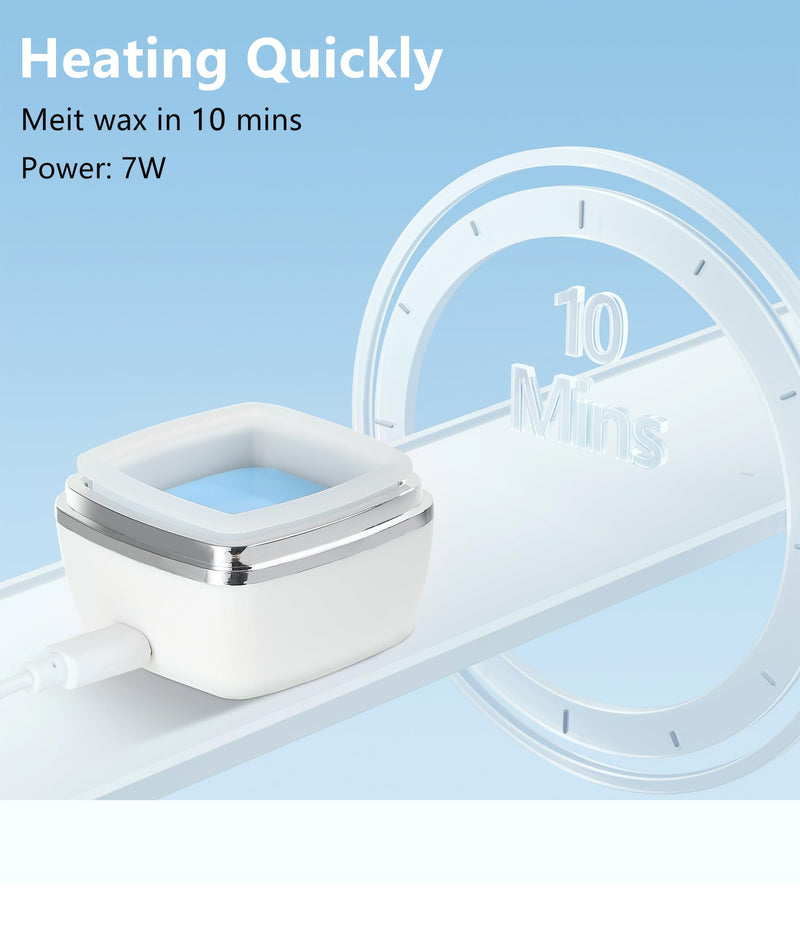 Nose Wax Kit - Portable Wax Warmer for Hair Removal with 100g Bens, 10 Applicators, 30 Nose Hair Sticks 1 Silicone Pots, Melt Warmer Waxing Kit for Women and Men - White