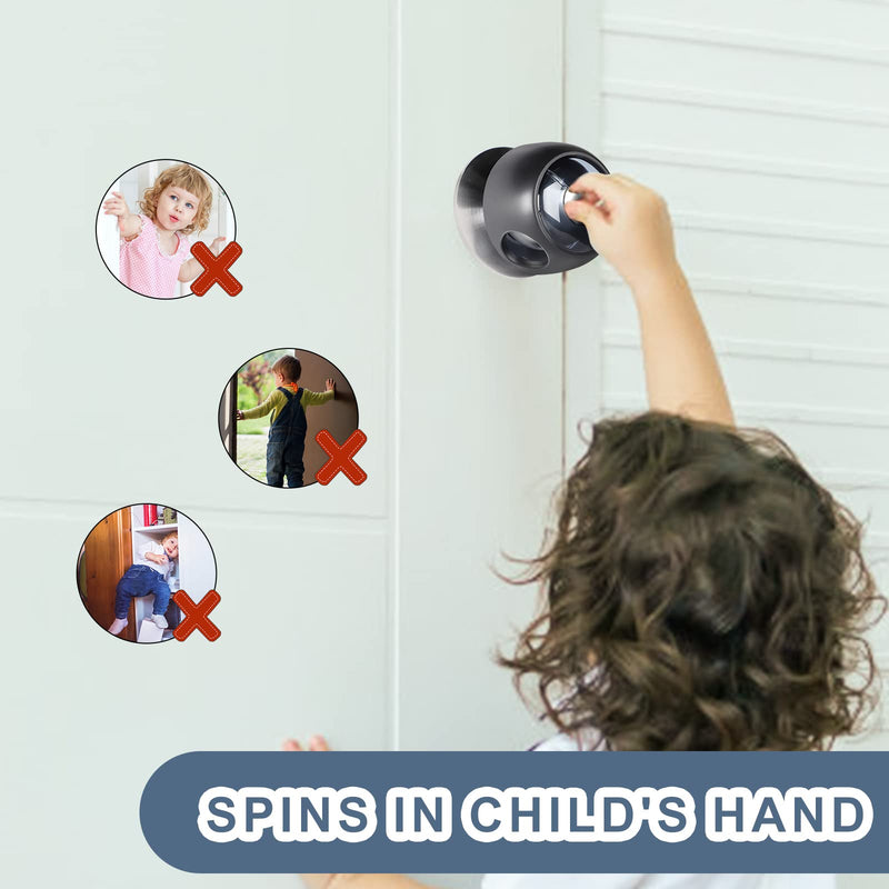 [Australia] - Improved Door Knob Covers Child Proof Door Handle Covers Child Safety, Baby Proof Door Knob Locks for Kids, 4 Pack (Clear-Black) Clear-Black 