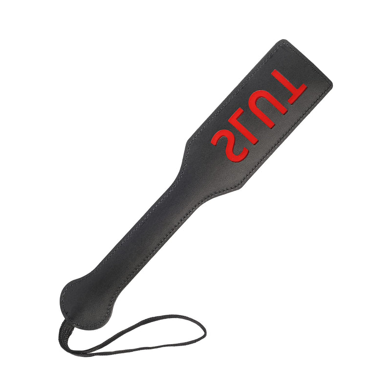 [Australia] - Slut Spanking Paddle, 12.6inch Faux Leather Paddles for Adults BDSM Play, Black Slut-black 