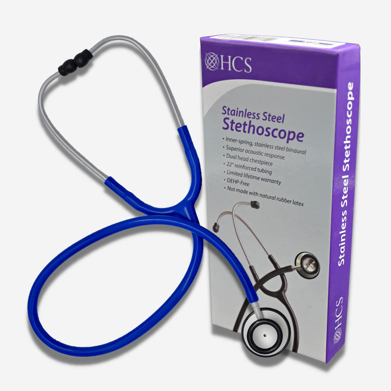 [Australia] - HCS Blue Stethoscope - Premium Stainless Steel, Dual Head Medical Stethoscope for Nurses, Doctors, Veterinary - 22 inch Tubing 
