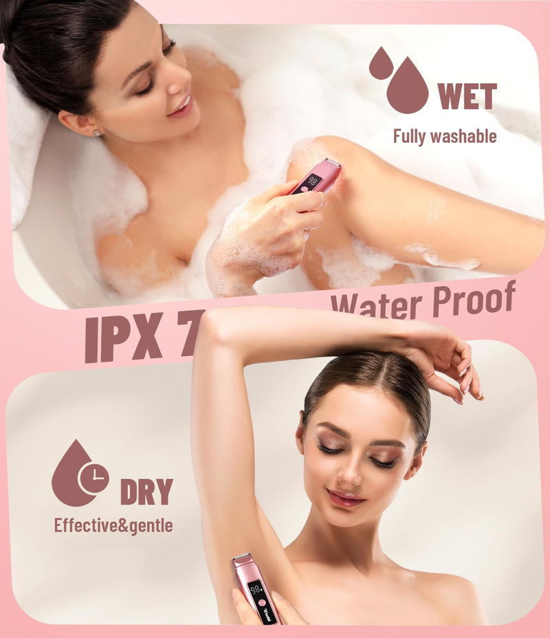[Australia] - Electric Bikini Trimmer for Women: Razor & Shaver with Dual Heads for Body Pubic Hair, IPX7 Waterproof with LED Display - Rechargeable Lady Trimmer for Underarm Body Leg Face Gold-d 