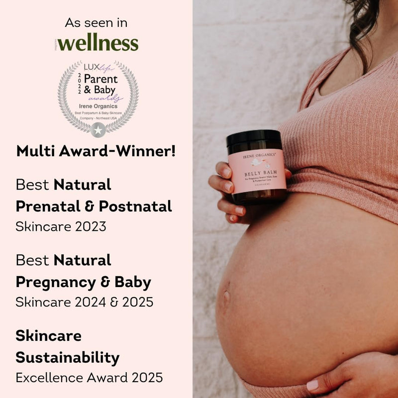 [Australia] - Irene Organics Organic Belly Butter for Pregnancy Stretch Mark Prevention and Treatment Award Winning Anti Stretch Mark Tummy Balm For Pregnancy and Postpartum 8oz - Hydrating Bump Cream Belly Balm 8 Ounce 