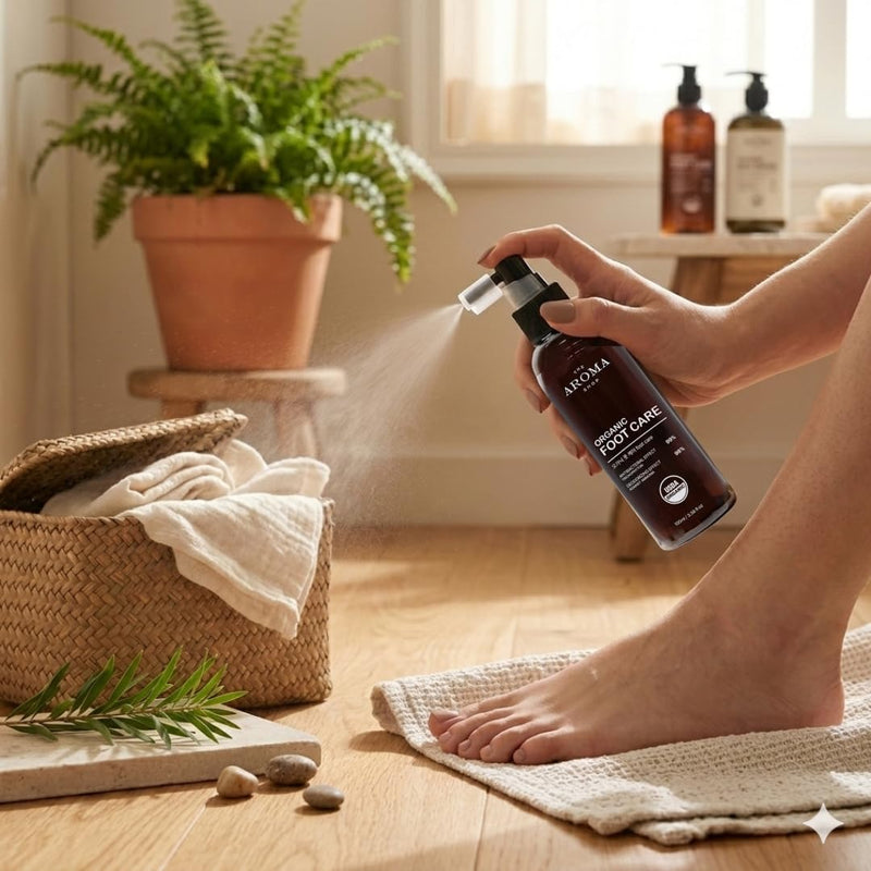 USDA Certified Organic Foot Care - Natural Deodorizer for Odor & Smelly Feet, Cooling Relief for Athletes & Tired Feet, Shoe Refreshing Mist - 3.38 fl oz