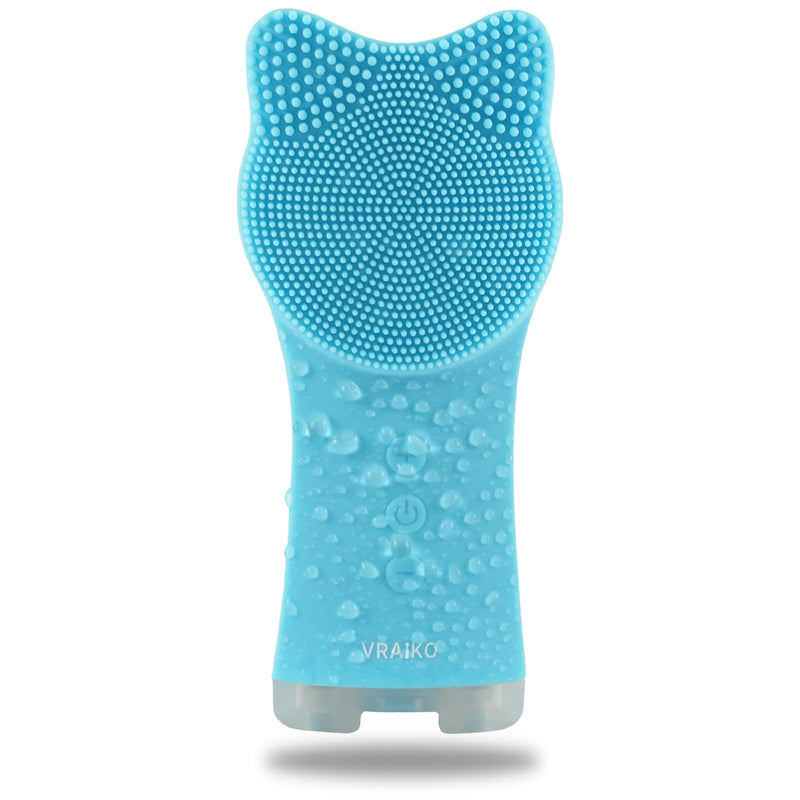 VRAIKO MIA Facial Cleansing Brush, Waterproof Rechargeable Face Cleansing Brush, with Soft Silicone and Adjustable Sonic Vibration, for Deep Cleansing Gentle Exfoliating and Massaging (Blue) Blue