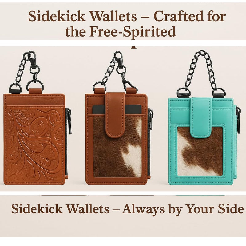 RFID Blocking Cowboy Boot Wallet, 100% Genuine Leather, for Men and Women | Security Chain, Zipper Lock, Travel Wallet, Minimalist Card Holder Toffee