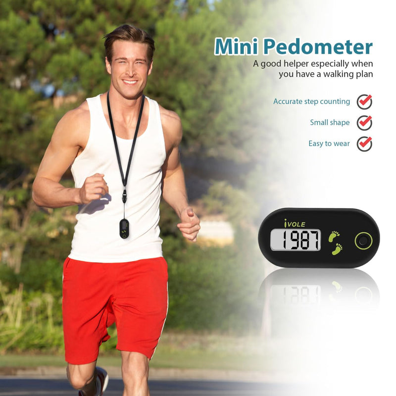 [Australia] - BESPORTBLE Sports Step Counter 3D Digital Pedometer Accurate Step Counter Portable Pedometer Mini Fitness Tool with Clip and Lanyard for Walking Running 