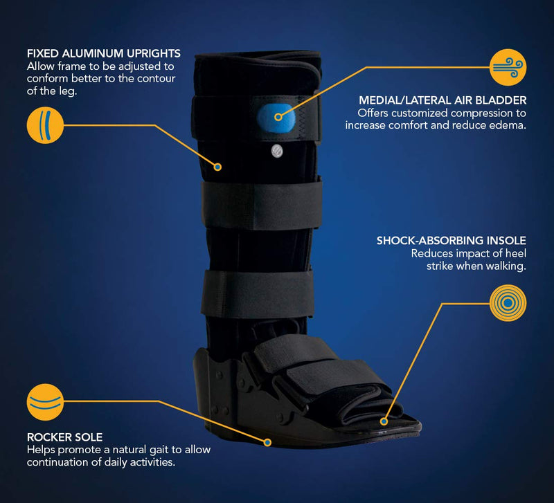 United Ortho 12105 Standard Air Walking Boot, Medium Black