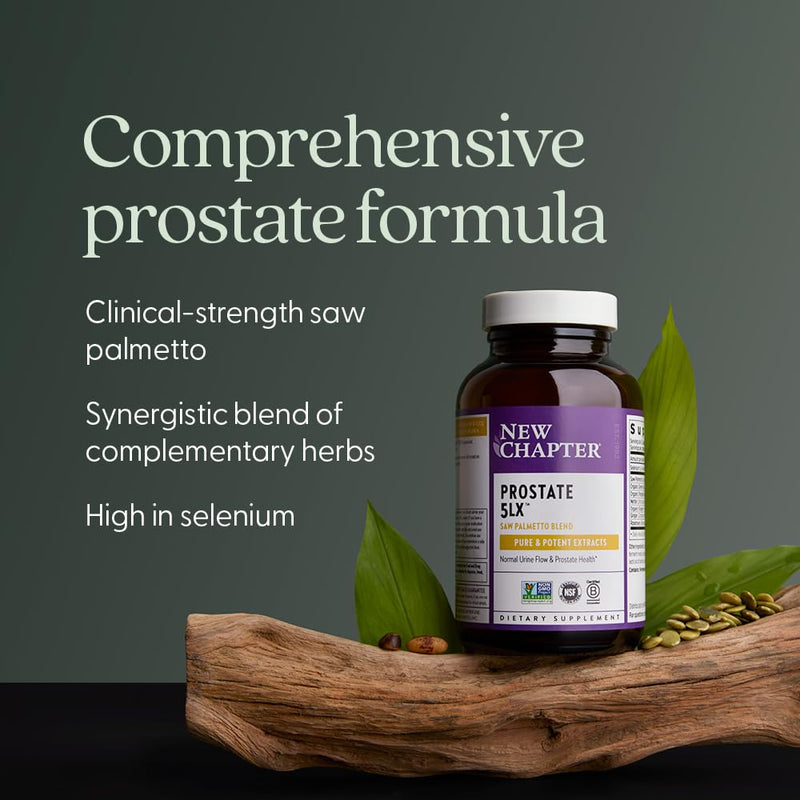 [Australia] - New Chapter Prostate Supplement - Prostate 5LX‚Ñ¢ with Clinical Strength Saw Palmetto + Fermented Selenium for Men‚Äôs Wellness - 180 ct Vegetarian Capsule 180 Count (Pack of 1) 