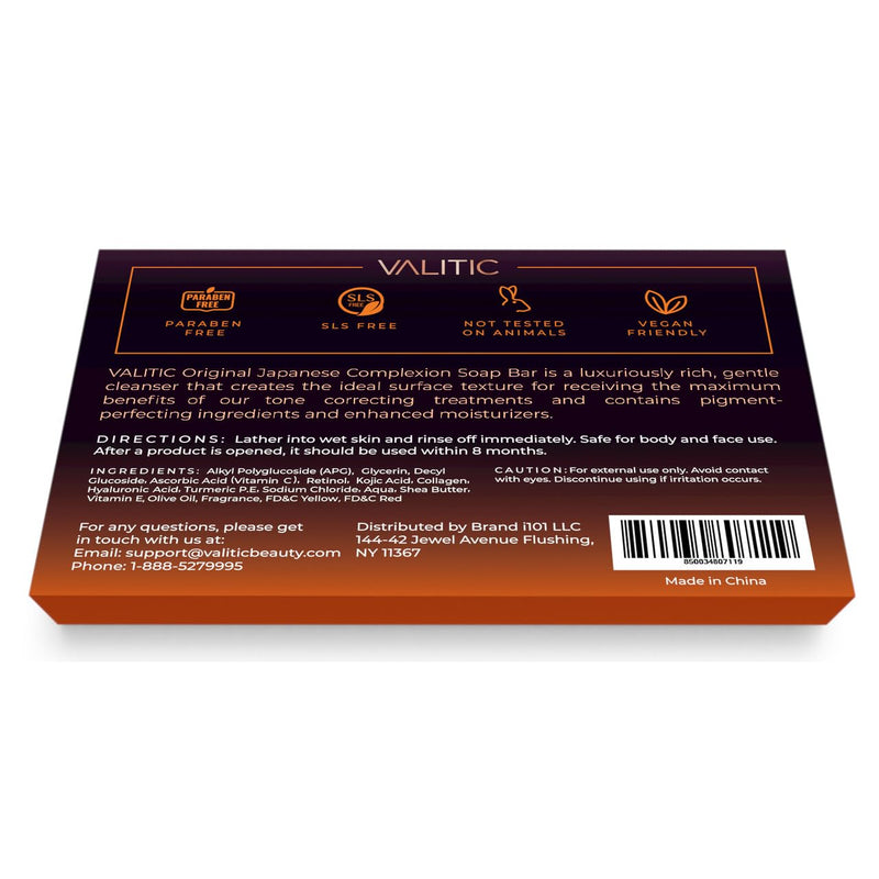 Valitic Kojic Acid Dark Spot Remover Soap Bar with Vitamin C, Retinol, Collagen, Turmeric - Original Japanese Complex - Hyaluronic Acid, Vitamin E, Shea Butter, Castile Oil ( 4 Pack ) With Soap Holder 4 Pack + Holder