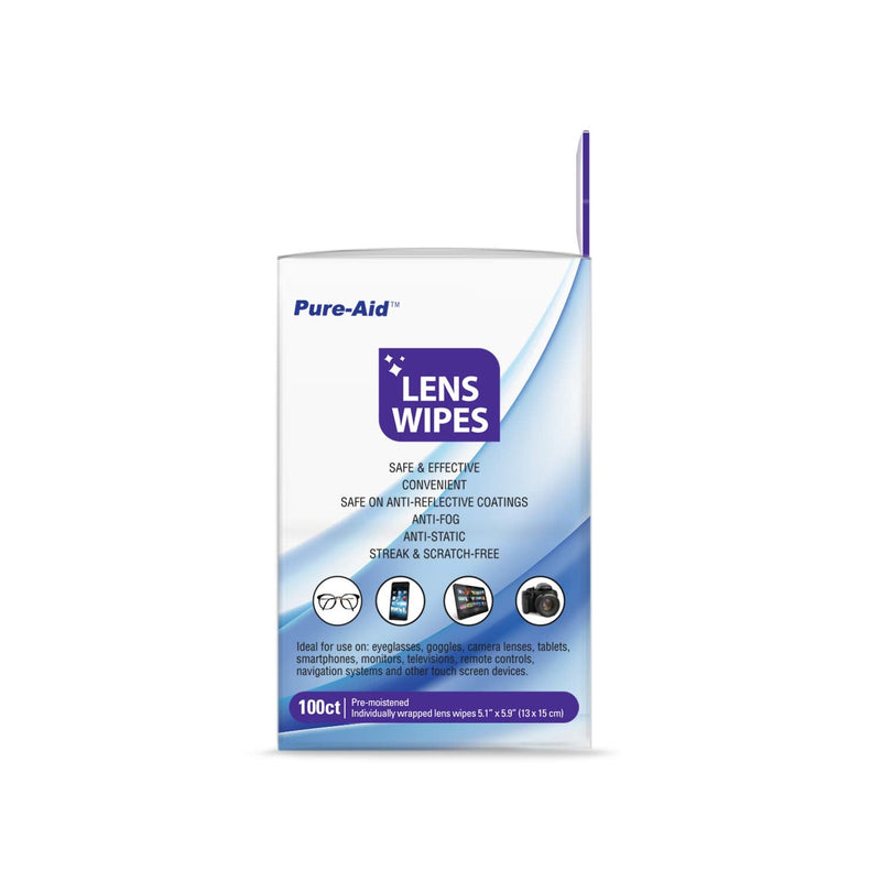 [Australia] - Lens Wipes, Cleans Eyeglasses Camera Lenses, Smart Phones and More - 100ct (Individually Wrapped Wipes) per pack 