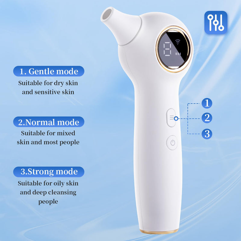 Blackhead Extractor with Camera, Black Head Remover for Face,Pore Extractor for Black Head and Acen, Blackhead Remover Tools with USB Rechargeable, Blackhead Remover Vacuum (White) White