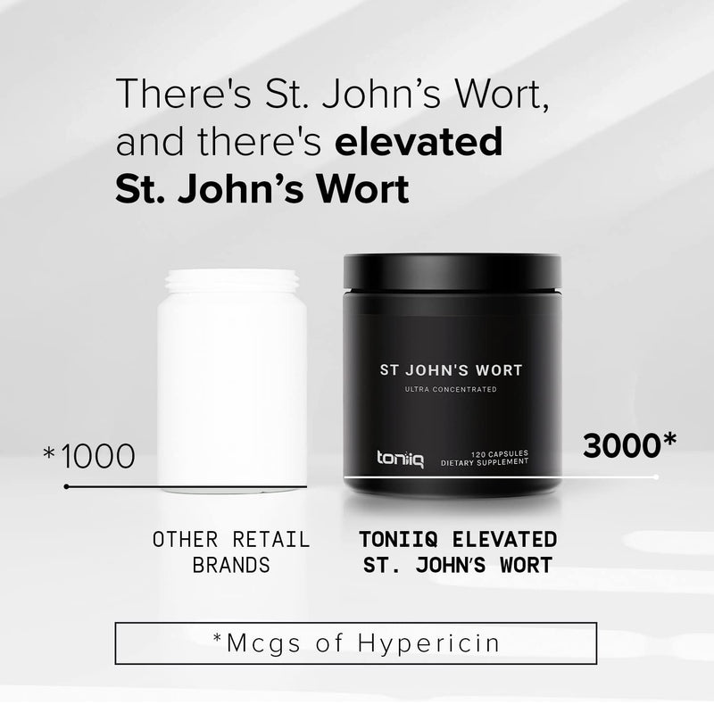 [Australia] - 1,000mg Ultra High Strength St. John's Wort Capsules (Non-GMO) - 7X Concentrated Extract - 0.3% Hypericin - Highly Purified and Bioavailable - 120 Capsules 