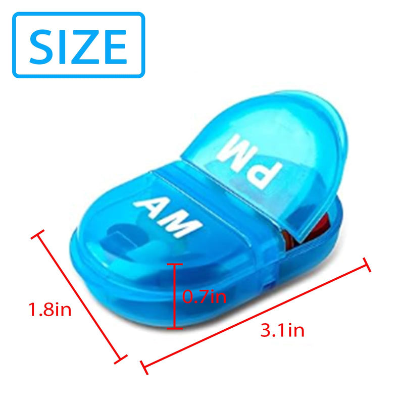 6PCS Mini Pill Case INVODA Portable AM & PM Daily Pill Organizer for Purse | Food Grade PP Material, Fit in Pockets or Handbags, for Vitamins, Fish Oil, Tablets Medium 6pcs Blue