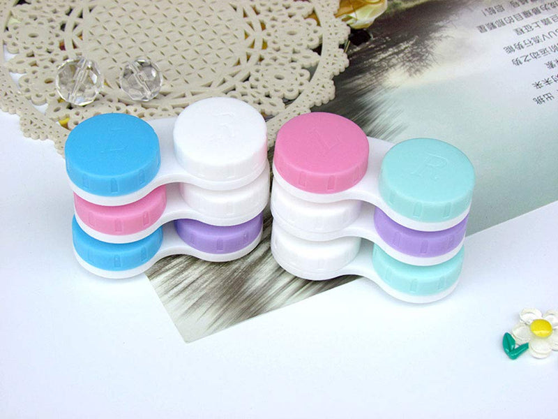 [Australia] - 12 Pack Colorful Contact Lens Case Bulk Box Holder Container Soak Storage Kit, 6 Color LId 