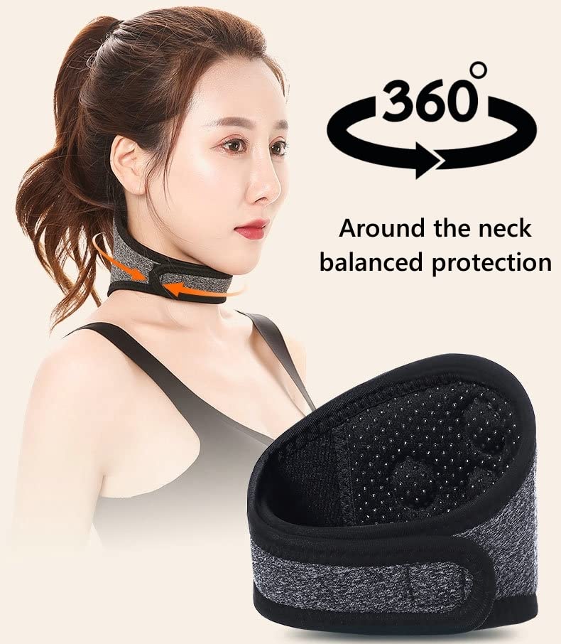 [Australia] - Self Heating Neck Brace for Men Women Magnetic Thermal Neck Wrap for Neck Arthritis Migraine Headaches Shoulders Back Spinal Pain Relief Therapy Adjustable Neck Support Neck Warmer Neck Protector 