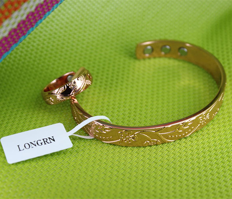 [Australia] - LONGRN-Pure Copper Magnetic Ring & Bracelet Adjustable Size for Women 