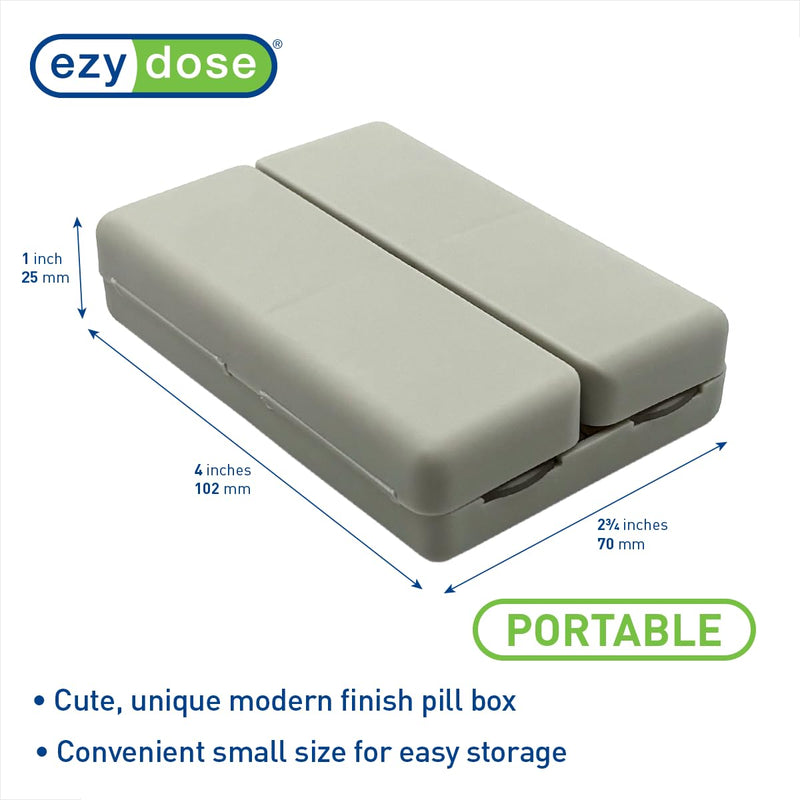 Ezy Dose Bi-Foldable Pill Organizer, Magnetic Snap-Shut Closure, Gray | Compact Daily Vitamin & Supplement Medicine Case, 7 Individual Compartments with Various Sizes, Travel-Friendly, BPA-Free 1-Pack