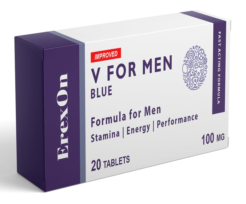 ErexOn V for Men - 20 Blue Tablets - Herbal Supplement for Men - Strong Effect - Mens Health Support Tablets - Performance & Enhancement - Maca, Glycine, Korean Ginseng and Zinc