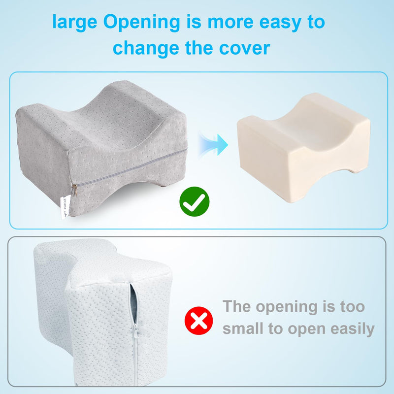 [Australia] - Knee Pillow Cover with Zipper 10" x 8" x 6.4", Replacement Leg Pillow Case, Knee Pillow Case Apply to Memory Foam Knee Pillow from ZOAN (Gray Grey 