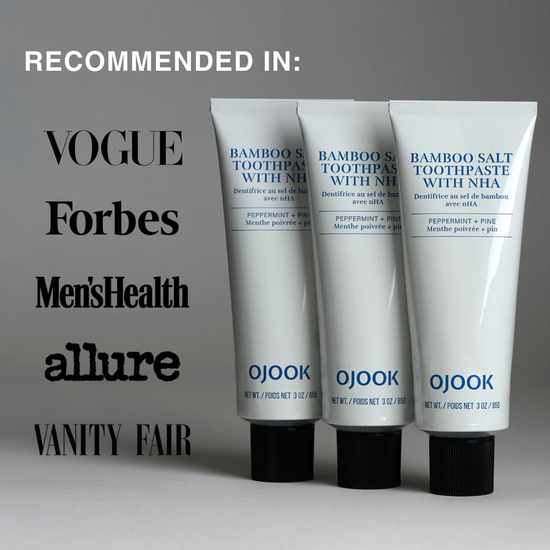 Bamboo Salt Toothpaste with nHA | Fluoride Free, Nano Hydroxyapatite, Remineralizing, Sensitive Teeth, Whitening - Dentist Recommended Oral Care - Pepperming & Pine Flavor, 3 Fl Oz 1 Pk