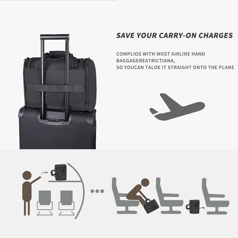 VERAGE Garment Bags Foldable Travel Duffel Bag,Lightweight Carry on Luggage Deep Black Garment Bags 20-Inch