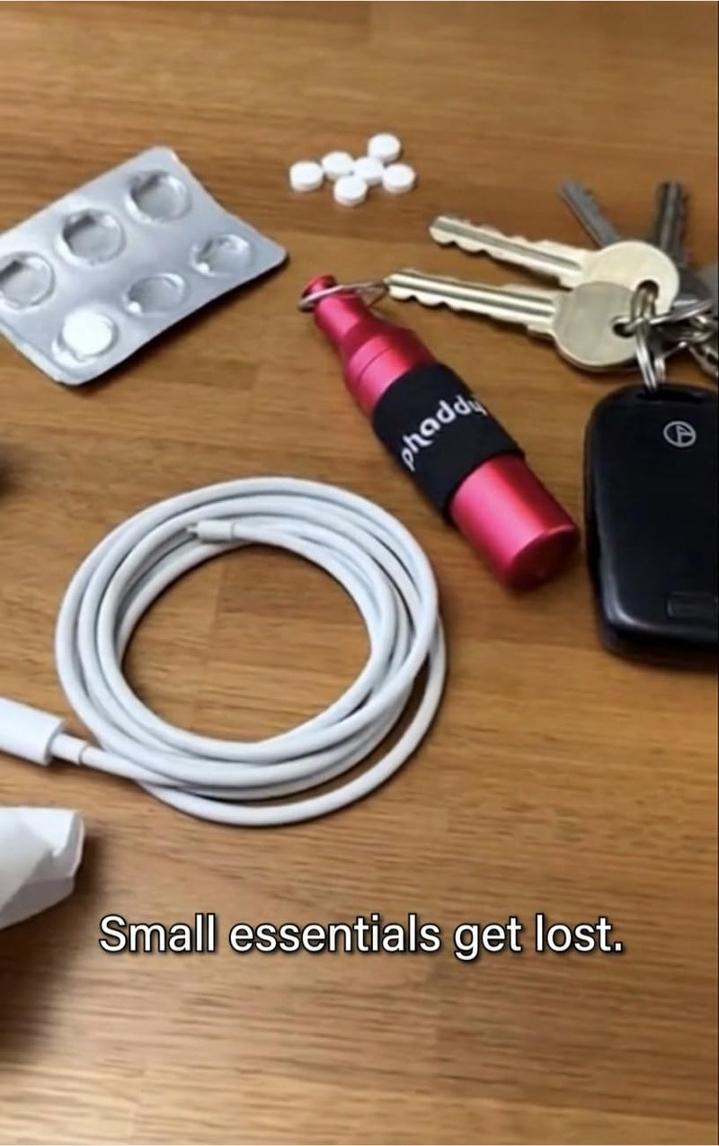 phaddy™ Keychain Container + Compression Band — Store Inside, Secure Outside | Holds Cash, Vitamins & Small Essentials (Silver, King Size) Silver
