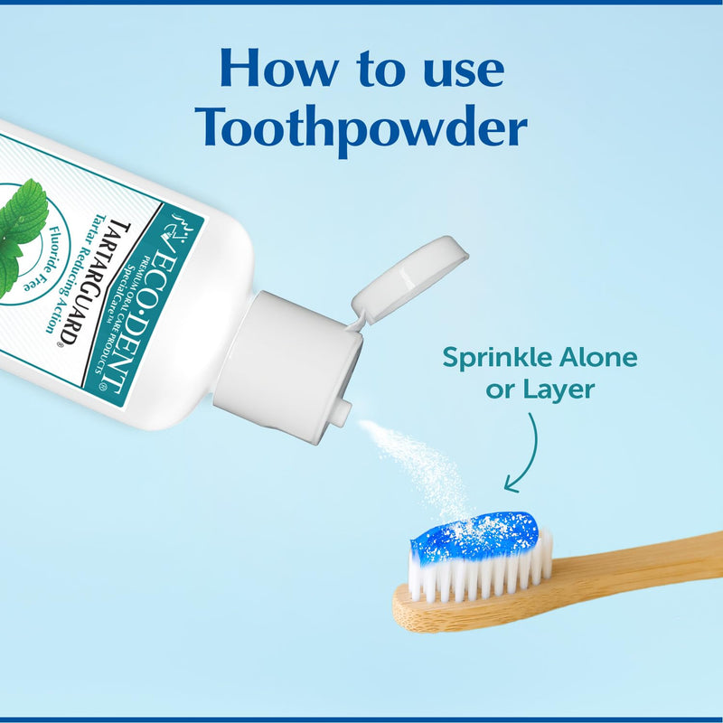 [Australia] - Eco-Dent TartarGuard Baking Soda Toothpowder - Enzyme Cleaning Action for Tartar Control, SLS-Free, Fluoride-Free Toothpaste Alternative, Fresh Mint Tooth Powder, 2 Oz (Pack of 2) 