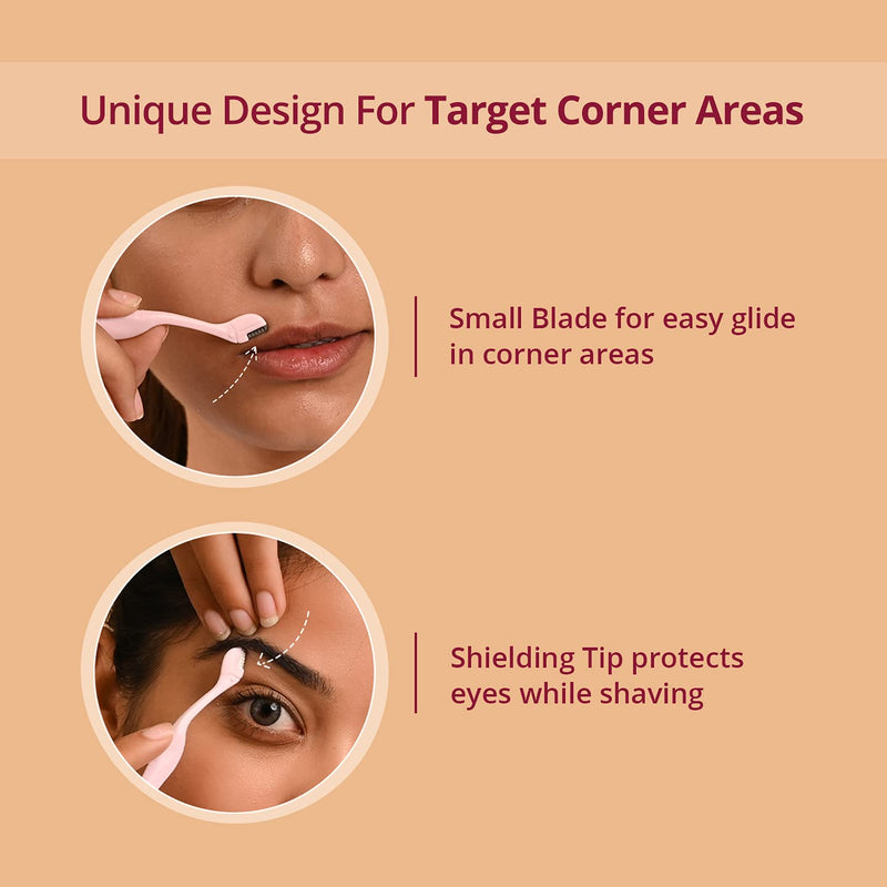 [Australia] - Carmesi Eyebrow Razor for Women | Facial Hair Removal for Eyebrows, Upper Lip & Corners | Painless Shave with Precision Blade & Safety Shield | 3 Count (Pack of 2) 
