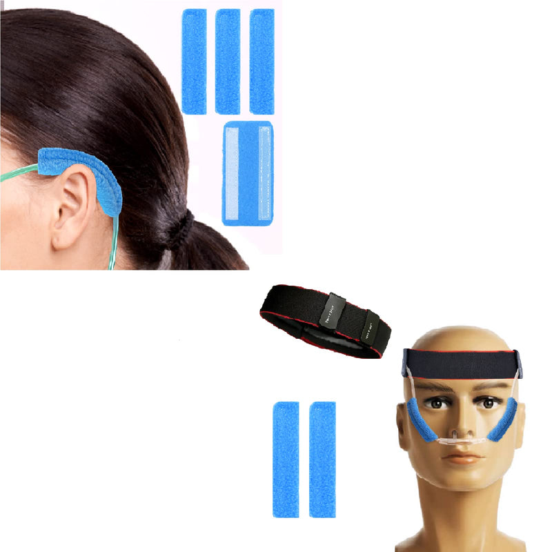 [Australia] - 4 Pack Nasal Cannula Ear Cushions Oxygen Cannula Face Soft Cover for Oxygen Users to Help Relieve Ear Pain and Prevent Cheek Indentation Discomfort(Blue) 4-blue 