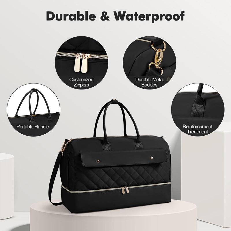 TSA Approved Toiletry Bag Clear Makeup Bags 2Pack +Large Weekender Bag for Women with Shoe Compartment for Travel Gym Camping
