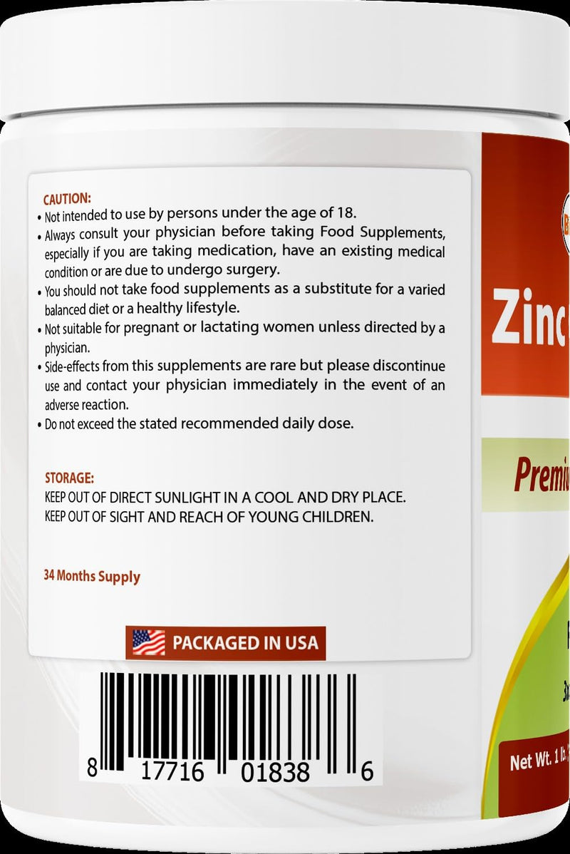 Best Naturals Zinc Gluconate Pure Powder 1 Pound