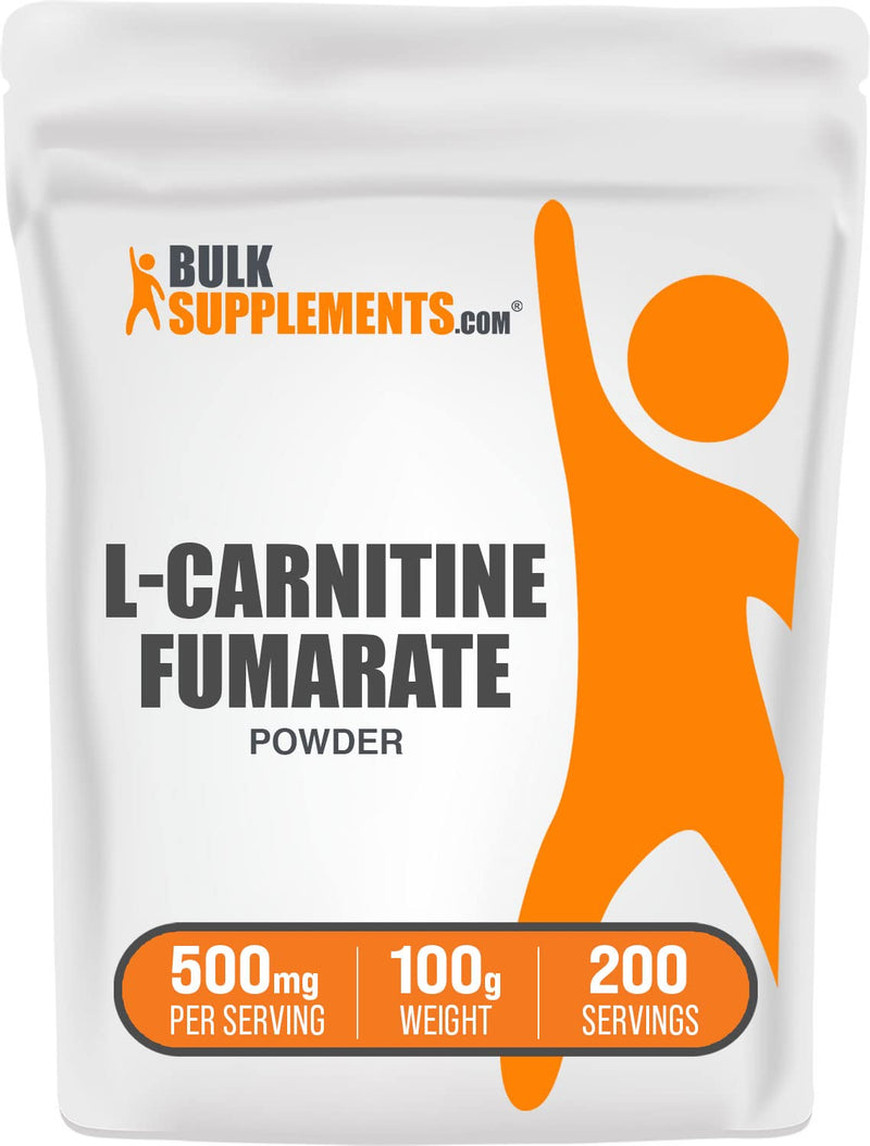 BulkSupplements.com L-Carnitine Fumarate Powder - Carnitine Supplement, Carnitine Powder, L-Carnitine 500mg - Gluten Free, 500mg per Serving, Gluten Free, 100g (3.5 oz) (Pack of 1) 200 Servings (Pack of 1)