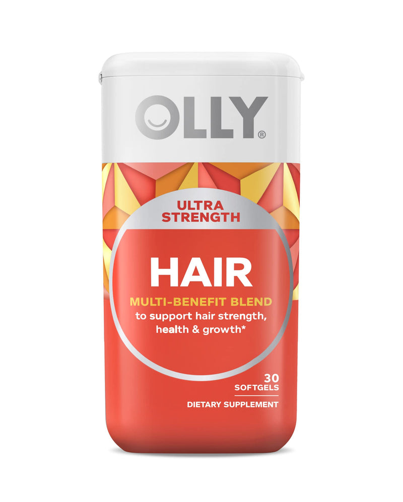 OLLY Ultra Strength Hair Softgels, Supports Hair Health, Biotin, Keratin & Metabolism Gummy Rings, Apple Cider Vinegar, Vitamin B12, Chromium