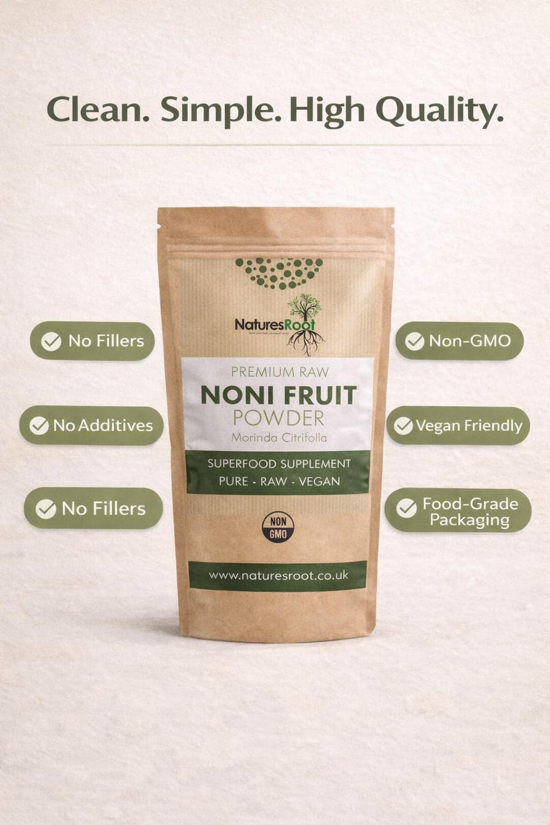 Natures Root Noni Fruit Powder 250g | Morinda Citrifolia | Nutrient-Rich Superfruit Powder | Pure Vegan Ingredient for Smoothies Juices & Wellness Recipes