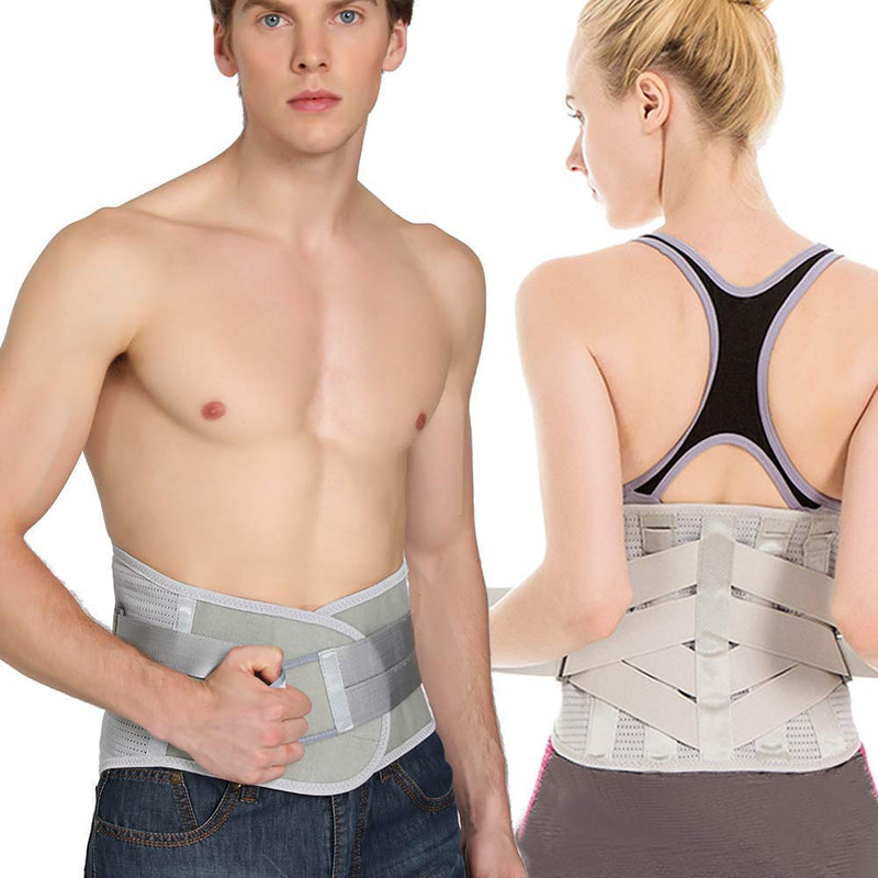 [Australia] - Lower Back Braces for Back Pain Relief - Compression Belt for Men & Women - Lumbar Support Waist Backbrace for Herniated Disc, Sciatica, Scoliosis - Breathable Mesh Design, Adjustable Straps (M, Gray) Medium (Pack of 1) 