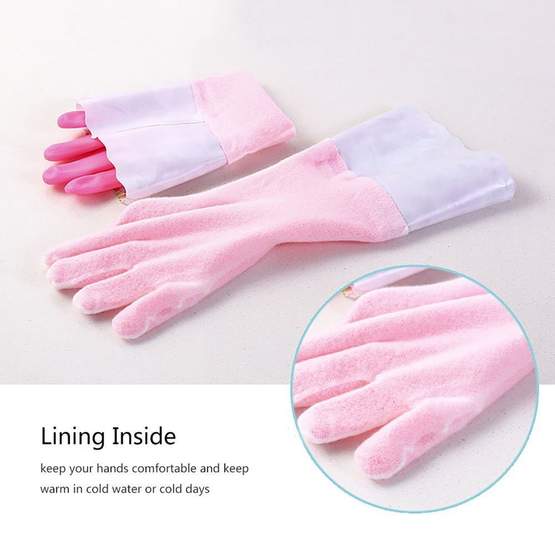 [Australia] - 2 PAIRS Household Gloves Latex Free Cleaning Gloves with Soft Lining Long Cuff waterproof Medium (Pack of 2) Pink/Blue 