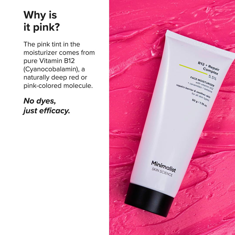 Minimalist Vitamin B12 Complex 5.5% Face Moisturizer with Panthenol & Ceramides | Strengthens Skin Barrier, Boosts Hydration, Soothing, Lightweight Gel Texture | 1.7 Oz/50 gm