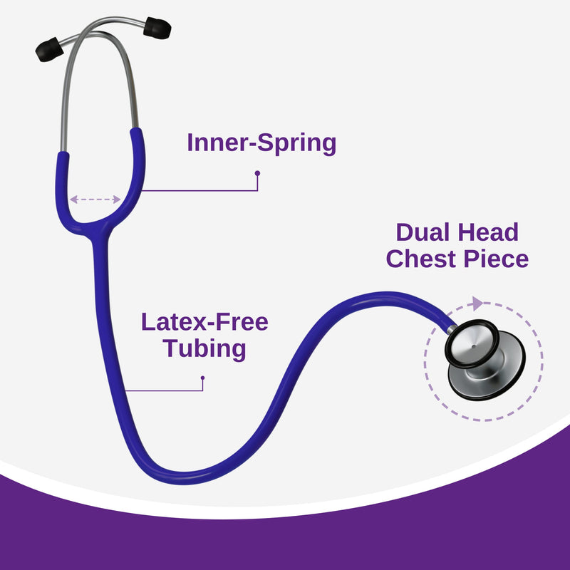 [Australia] - HCS Blue Stethoscope - Premium Stainless Steel, Dual Head Medical Stethoscope for Nurses, Doctors, Veterinary - 22 inch Tubing 
