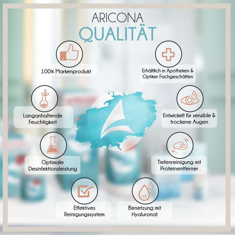 [Australia] - aricona contact lens liquid - 2 x 360 ml all-in-one combination solution with hyaluronic acid - contact lens liquid for soft lenses including container 360 ml (pack of 2) 