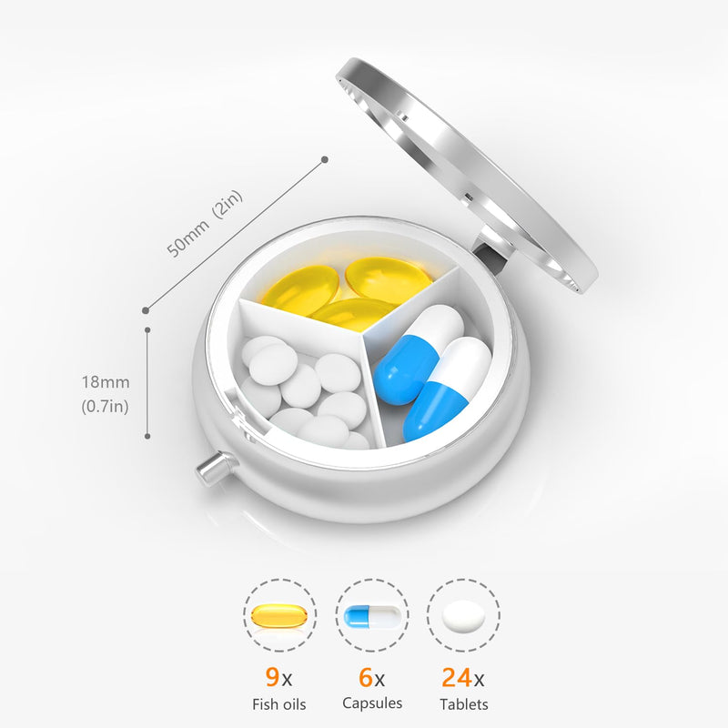 Pill Box-3 Compartment Small Pill Case for Purse & Pocket Mini Metal Pill Holder Travel Pill Container to Hold Supplements Vitamins BPA-Free (Garden Flower) Garden Flower