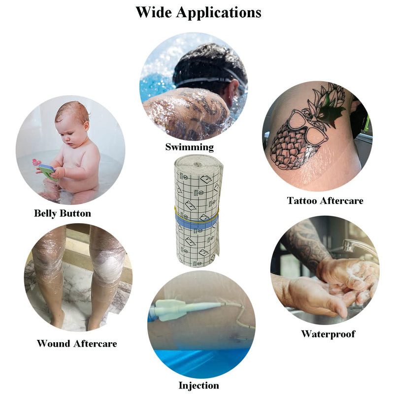 [Australia] - Waterproof Tattoo Aftercare Bandage Roll(6 in x11 yd),Tattoo Wound Healing Wrap,Clear Tattoo Film Dressing,Adhesive Patches for Tattoo Ink & Skin Protection,Tattoo Second Skin,Tattoo Cover Up Tape 