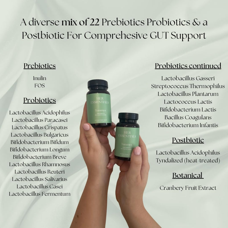 Triplebiotics | Probiotics Prebiotics Postbiotics | for Optimal Digestive Support | 30 Billion CFU | 19 Probiotic Strains | UK Made | Her Essentials
