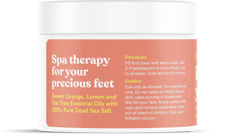 [Australia] - ASUTRA Invigorating and Therapeutic Foot Soak + Pedicure Pumice Stone (Dead Sea Salt w/Tea Tree & Citrus Oils), 16 oz - Helps to Soften Calluses, Corns, and Cracked Feet Tea Tree & Citrus 