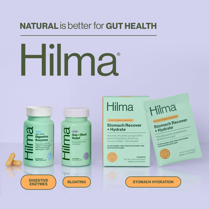 [Australia] - Hilma Digestive Enzymes for Women, Bloating Relief with Turmeric, Dandelion Root and Gluten Digestive Enzymes, Natural Gluten and Dairy Relief Pills, 60 Vegan Capsules Digestive Enzymes - 60 Count 